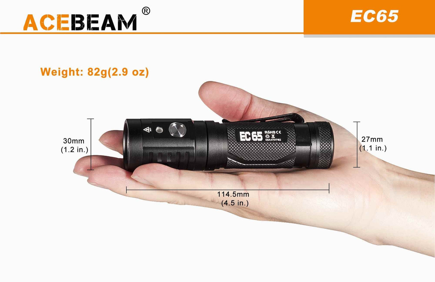 Acebeam EC65 4,000 Lumen USB-C Rechargeable Flashlight XHP 35 Hi LED