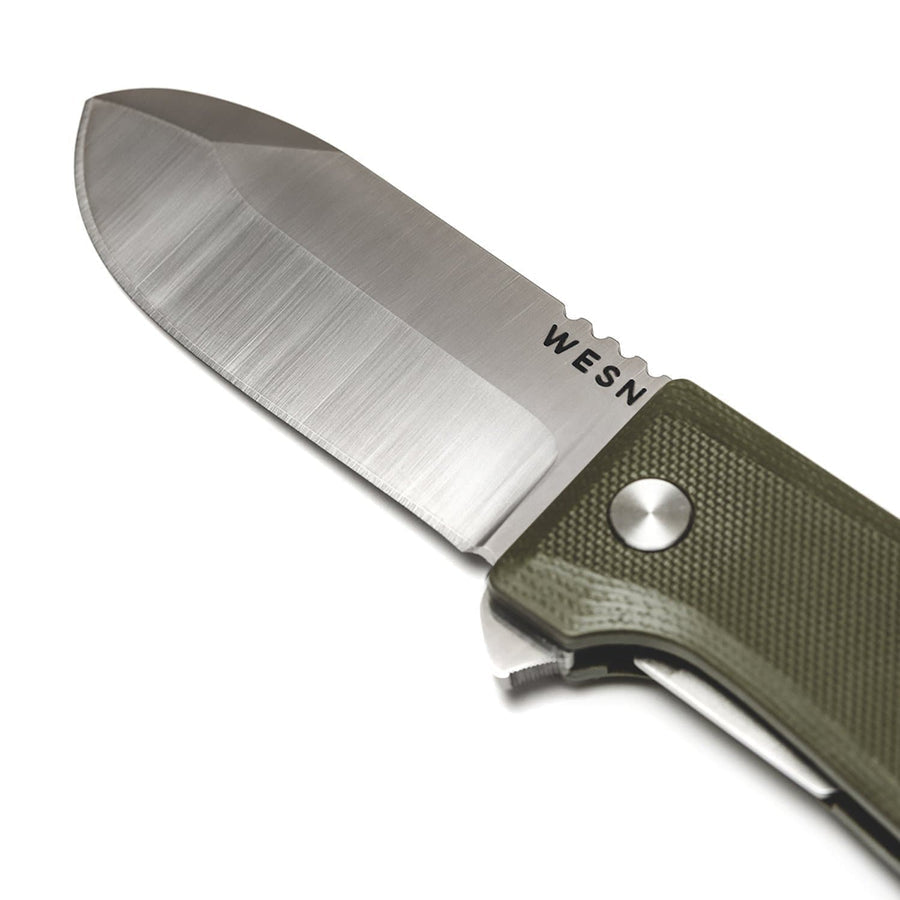 WESN Allman Folding Knife OD Green G10 Handles 2.8in S35vn Steel Blade