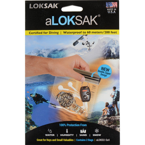 LOKSAK aLOKSAK aloksak543 front view - 5 inch by 4.75 inch waterproof element-proof dry bags, 2-pack