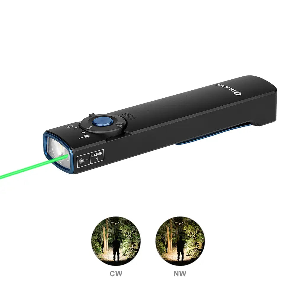 Olight Arkfeld Flat Flashlight with Green Laser & White Light ARKFELDBKCW