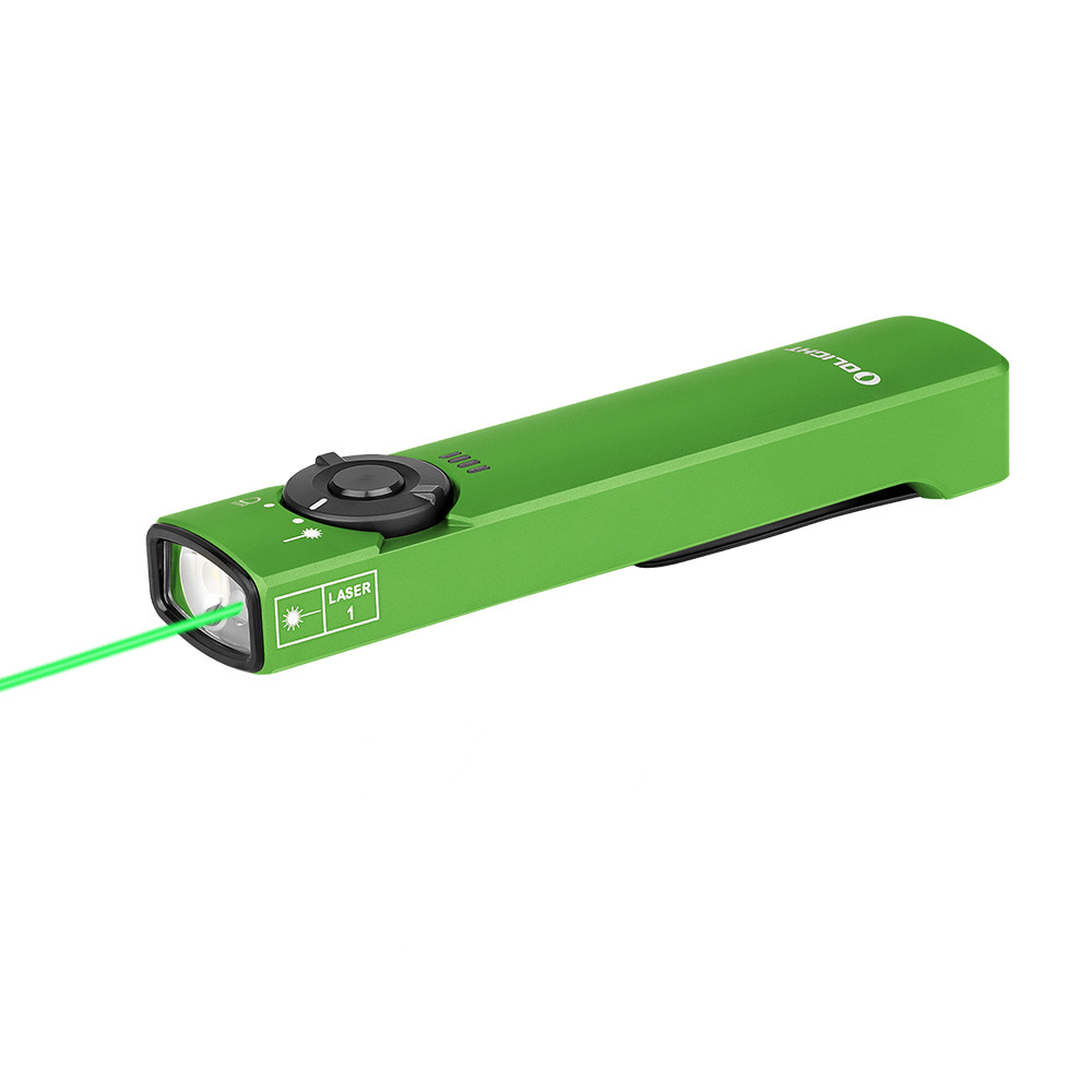 Olight Arkfeld Flat Flashlight with Green Laser & White Light - Lime Green