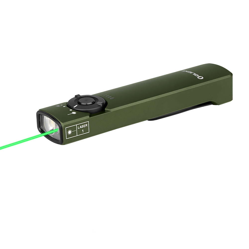 Olight Arkfeld Flat Flashlight with Green Laser & White Light - OD Green