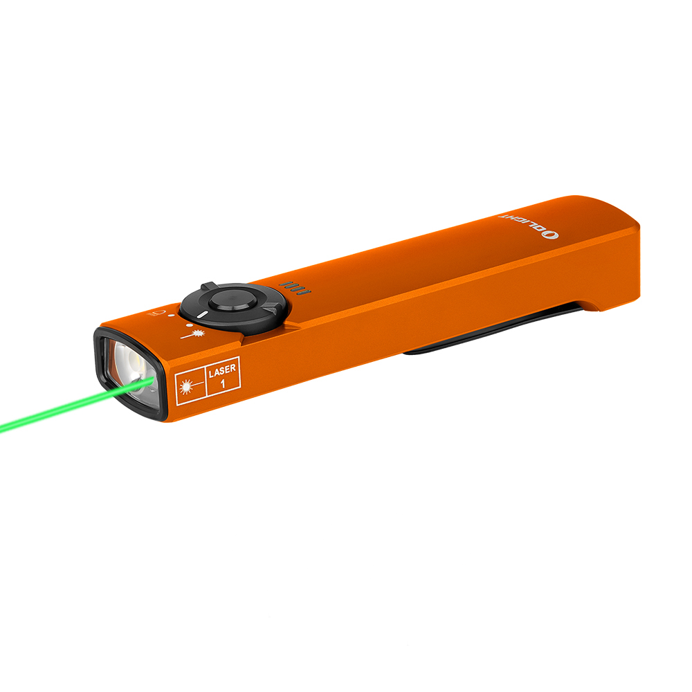 Olight Arkfeld Flat Flashlight with Green Laser & White Light - Orange