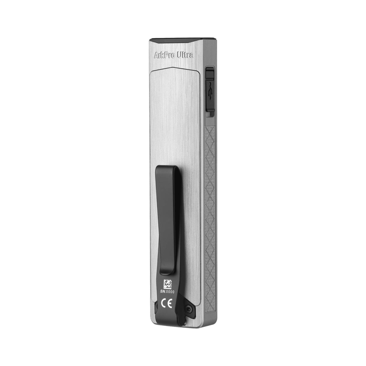 Olight ArkPro Ultra Titanium C.O.R.E. No.3 back view with pocket clip and USB-C port
