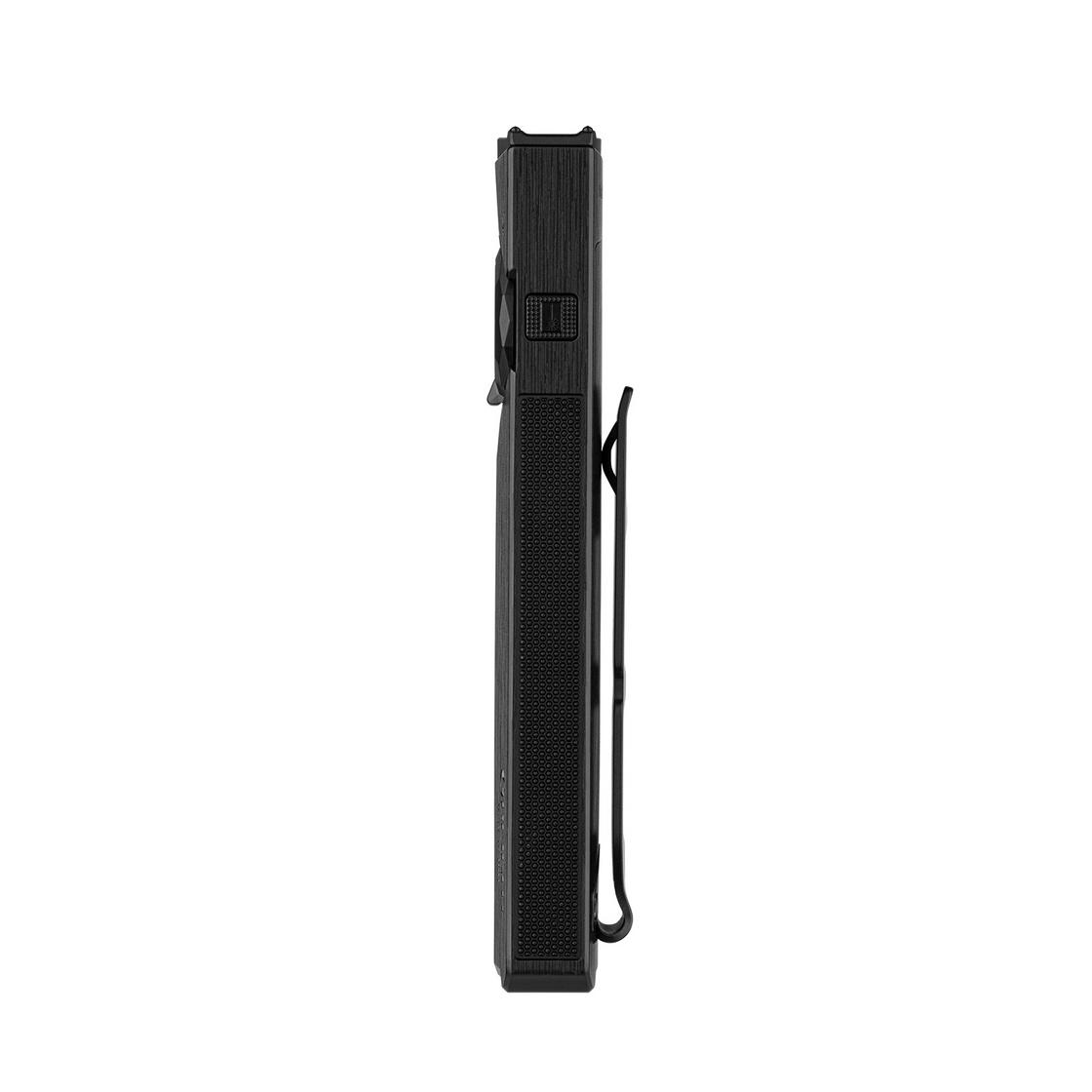 Olight ArkTac Ultra Black slim 17 mm profile with pocket clip and textured OAL² grip