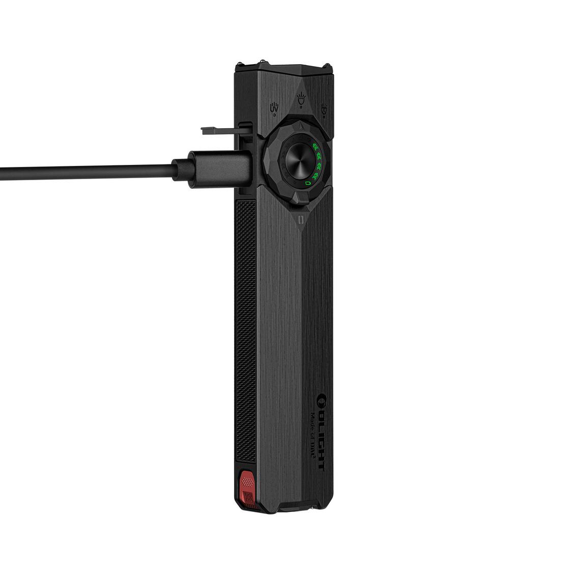 Olight ArkTac Ultra Black charging via USB-C cable