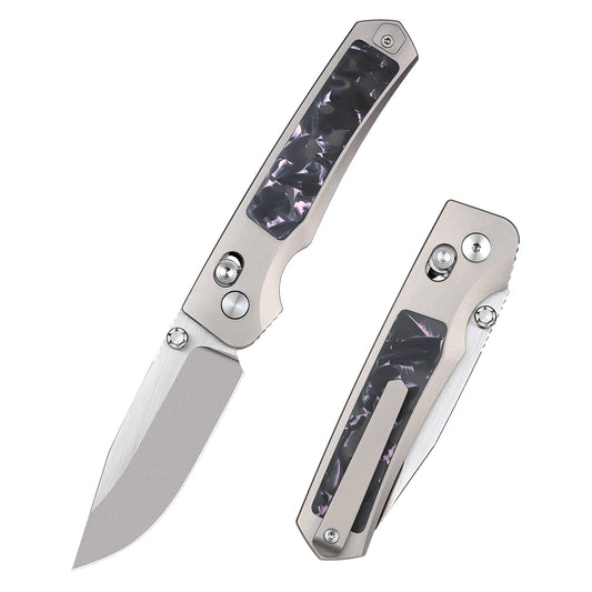 Remette RT-Aurora AURA-P front view – 2.76″ satin M390 drop point folding knife