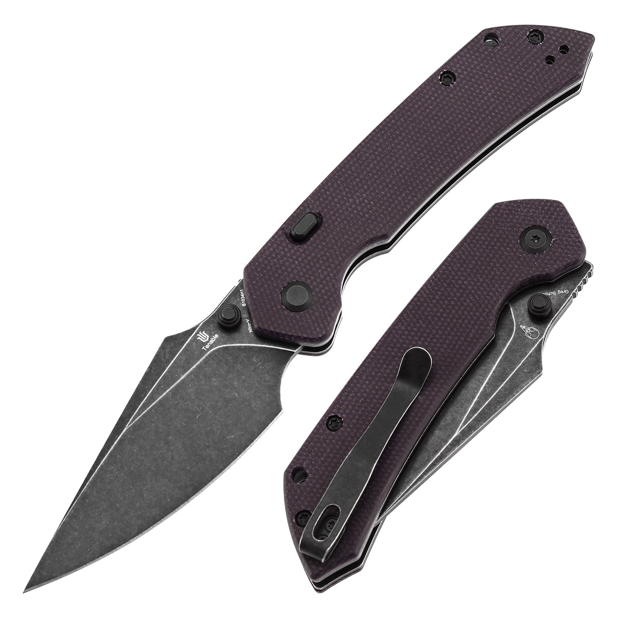 Tenable Fenrir B1034H1 front view – 3.4" Blackwash Nitro-V harpoon folding knife