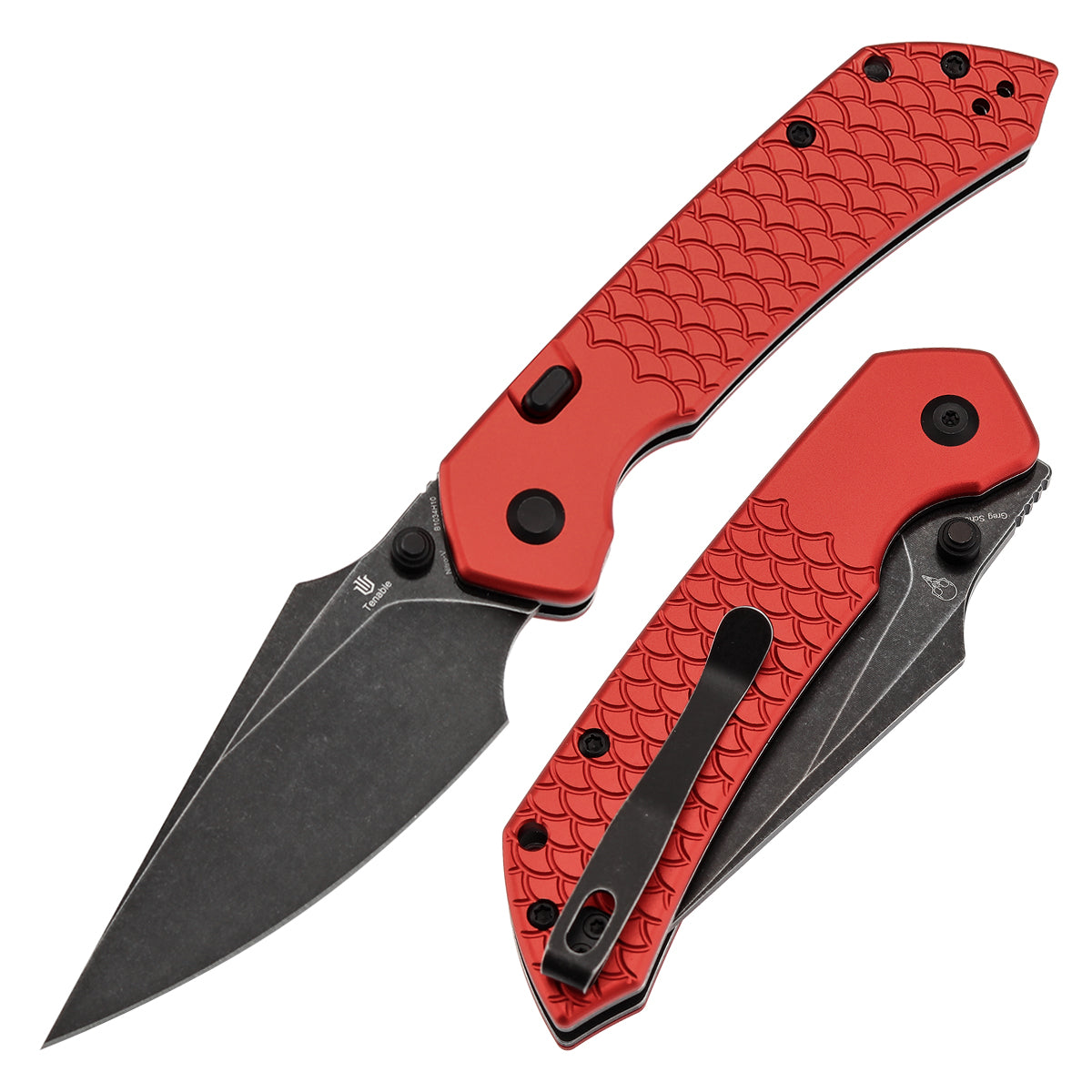 Tenable Fenrir B1034H10 front view – 3.4" Blackwash Nitro-V harpoon folding knife