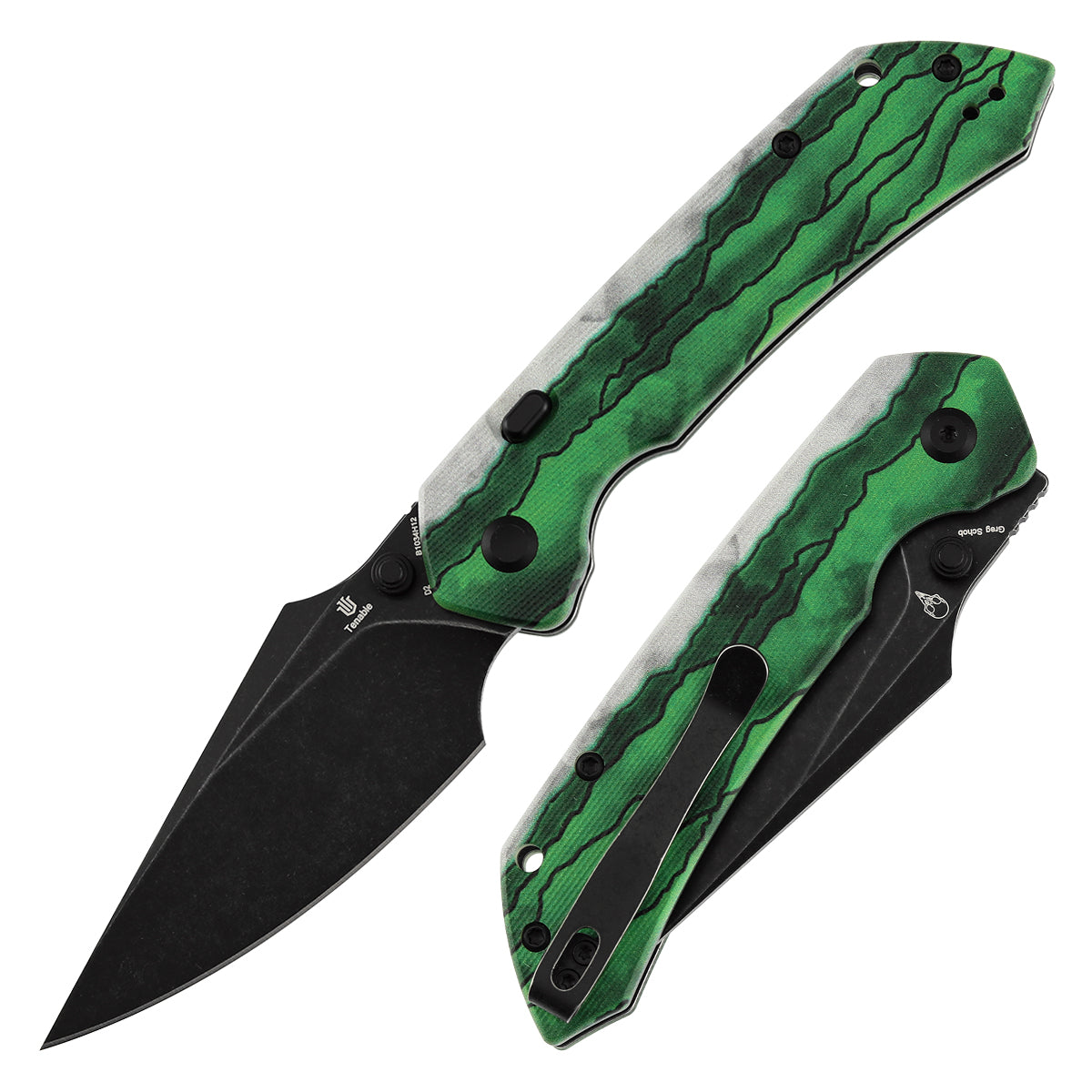 Tenable Fenrir B1034H12 front view – 3.4" Blackwash D2 harpoon folding knife