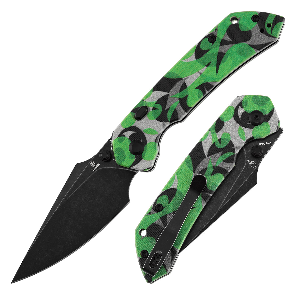 Tenable Fenrir B1034H13 front view – 3.4" Blackwash D2 harpoon folding knife