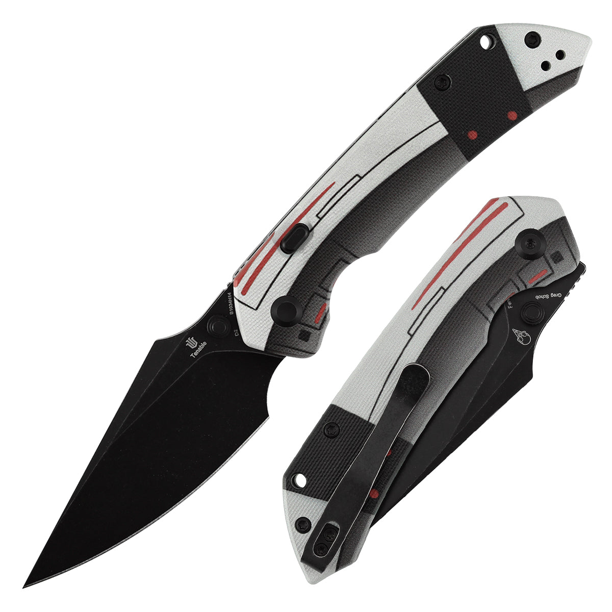 Tenable Fenrir B1034H14 front view – 3.4" Blackwash D2 harpoon folding knife