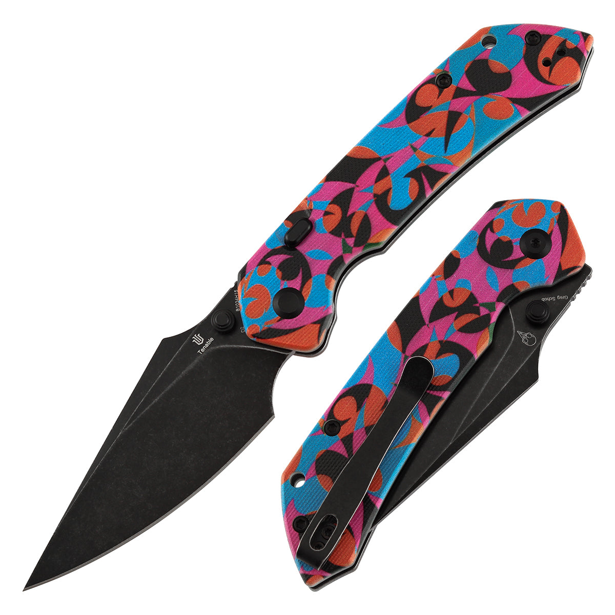 Tenable Fenrir B1034H15 front view – 3.4" Blackwash D2 harpoon folding knife