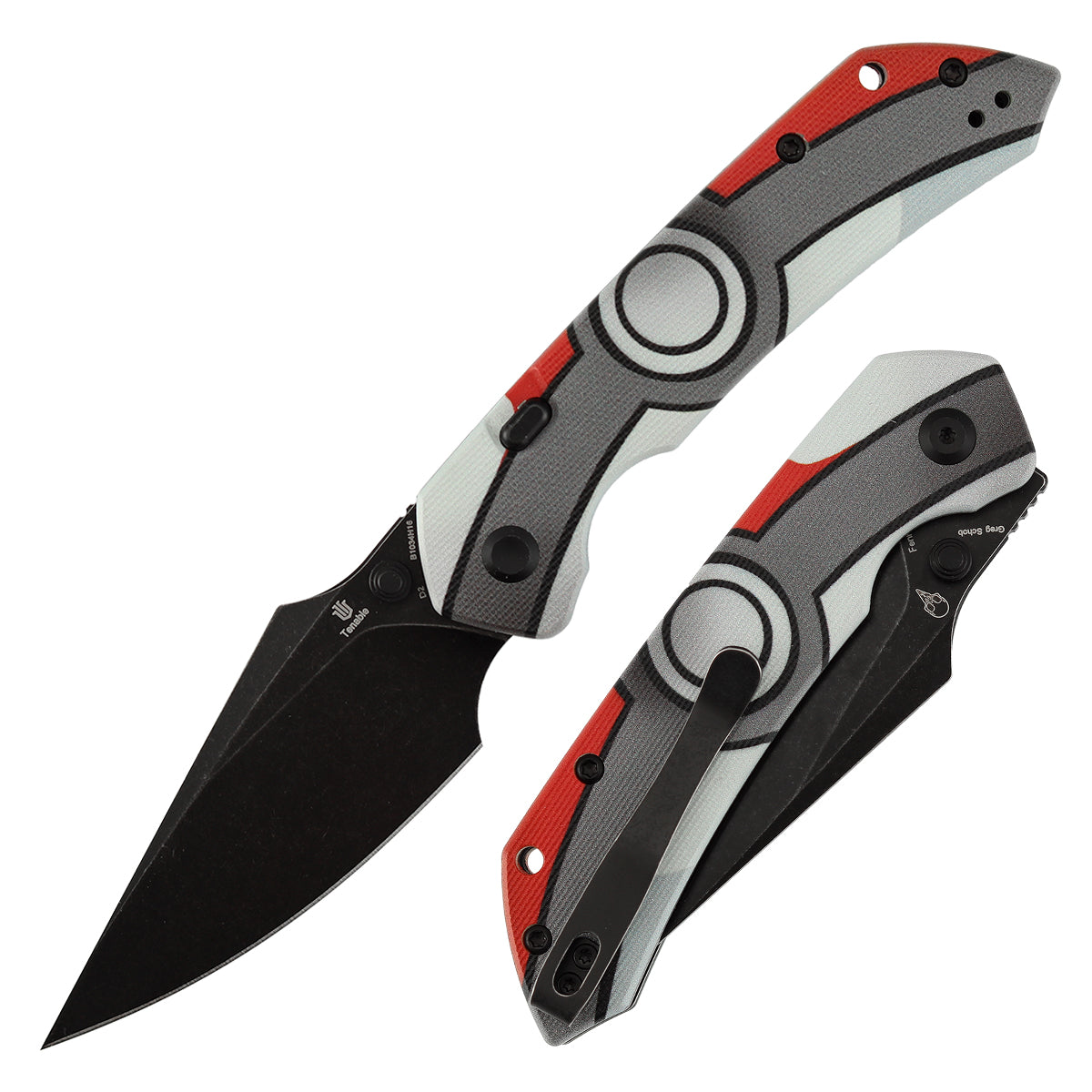 Tenable Fenrir B1034H16 front view – 3.4" Blackwash D2 harpoon folding knife