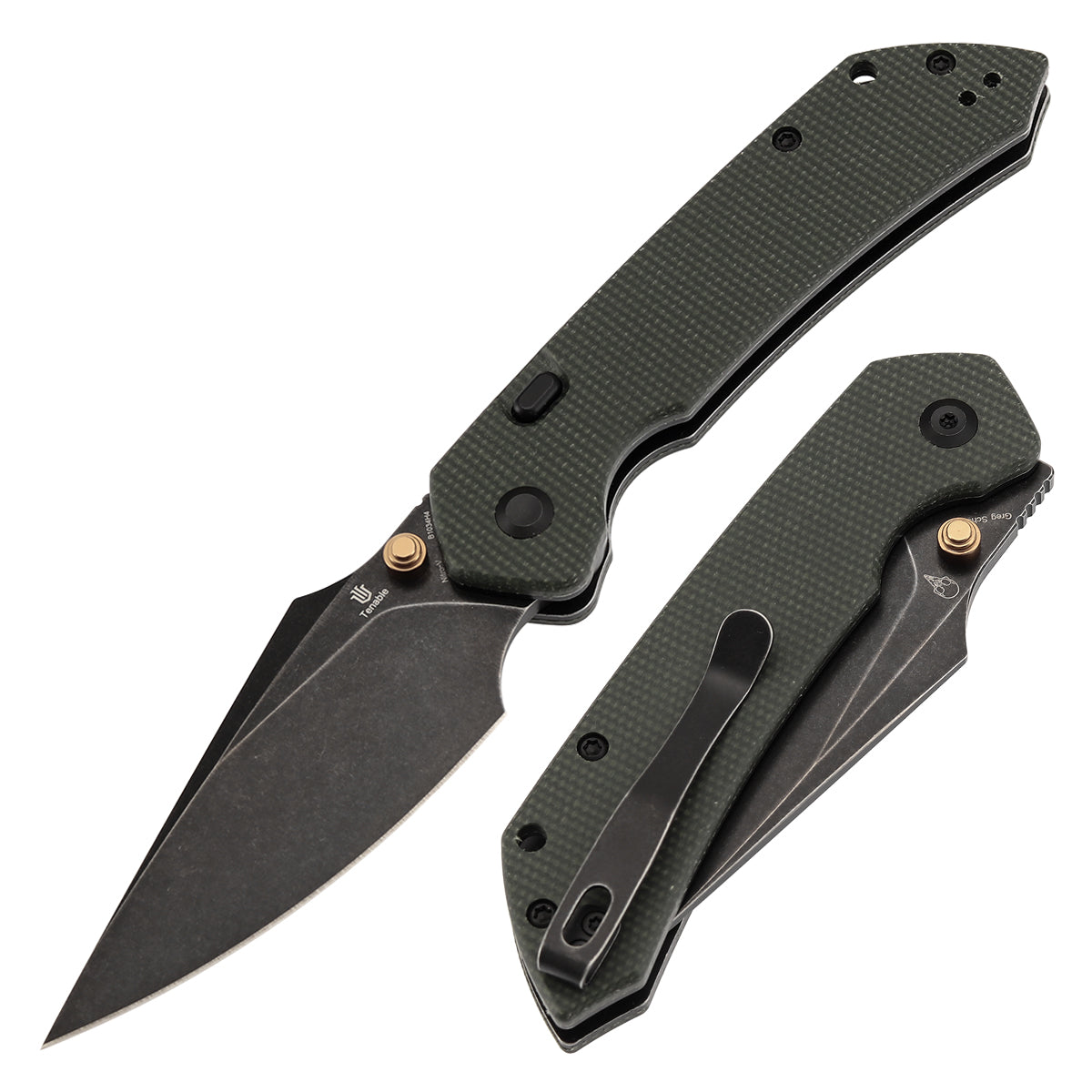 Tenable Fenrir B1034H4 front view – 3.4" Blackwash Nitro-V harpoon folding knife