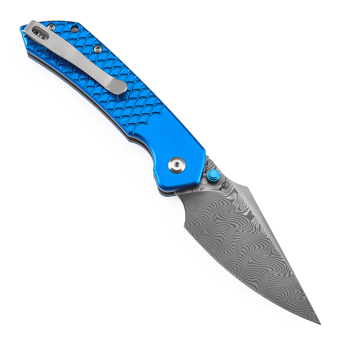 Tenable Fenrir B1034H9 open position showing Damascus harpoon blade