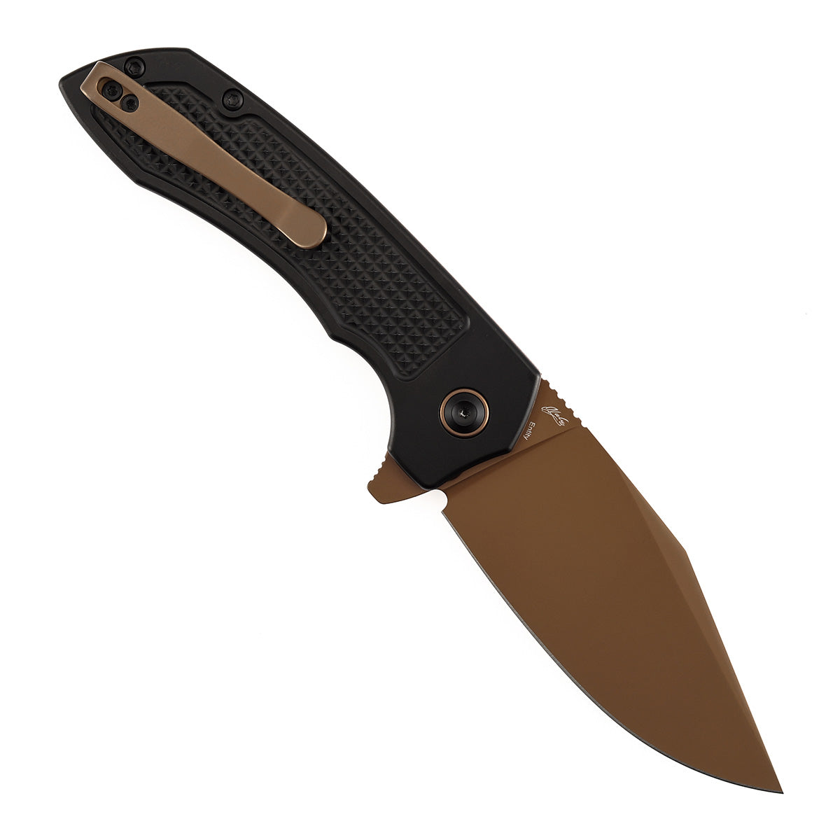 Tenable Entity B1036F1 open position showing 14C28N drop point blade