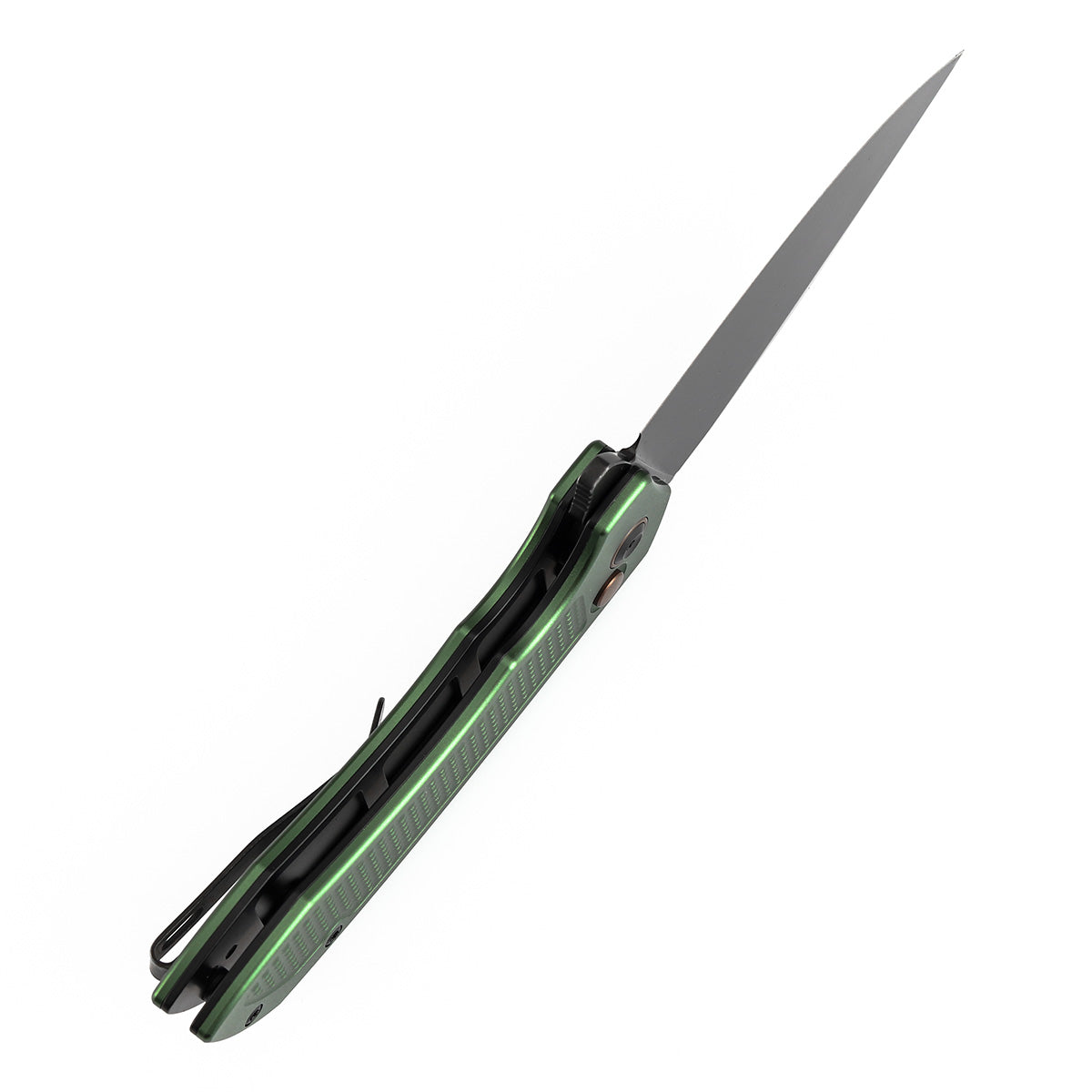 Tenable Entity B1036F2 blade detail - blackwash 14C28N drop point