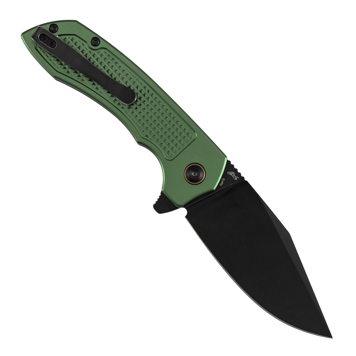 Tenable Entity B1036F2 open position showing 14C28N drop point blade