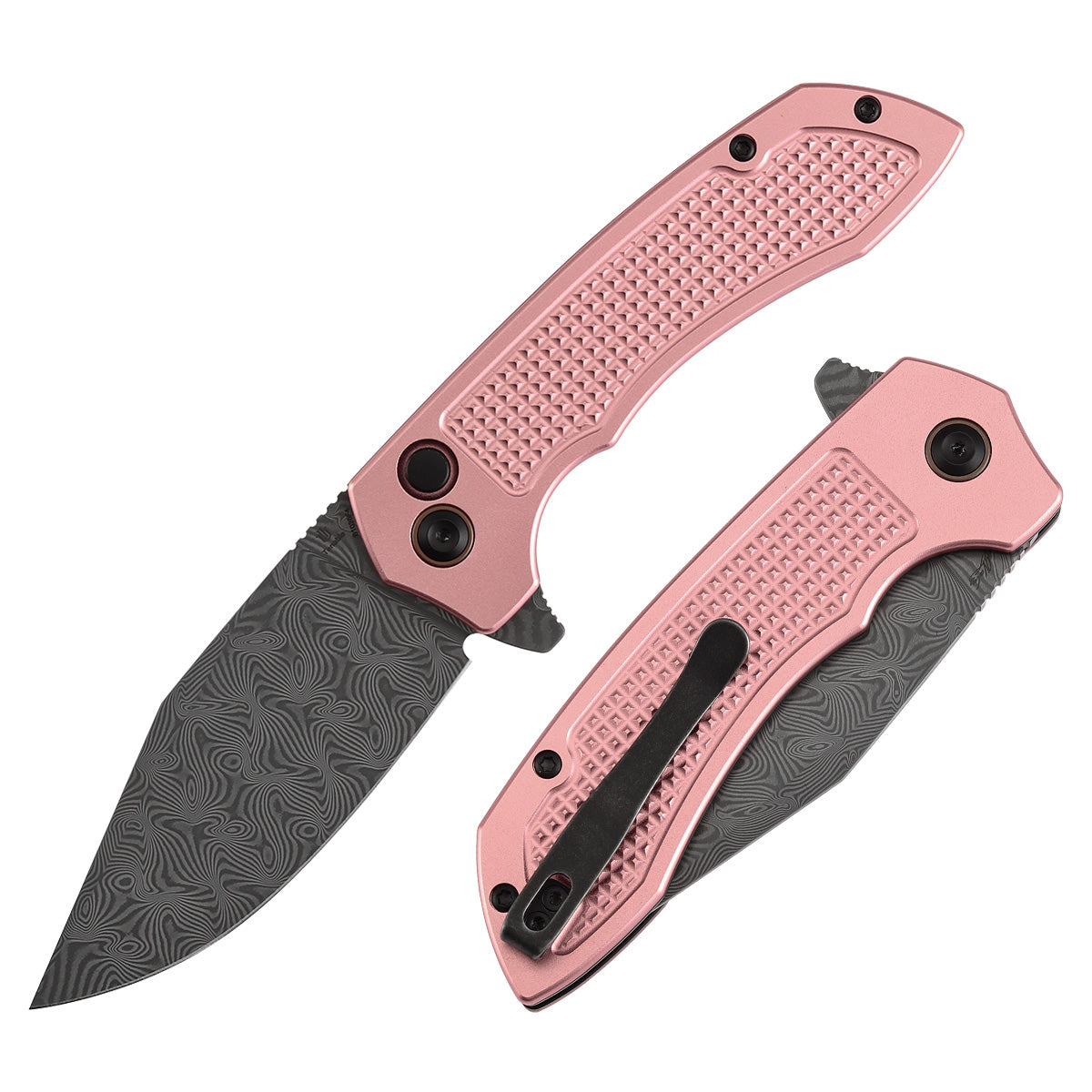 Tenable Entity B1036F4 front view - 3.52" Water Ripple Damascus drop point folding knife