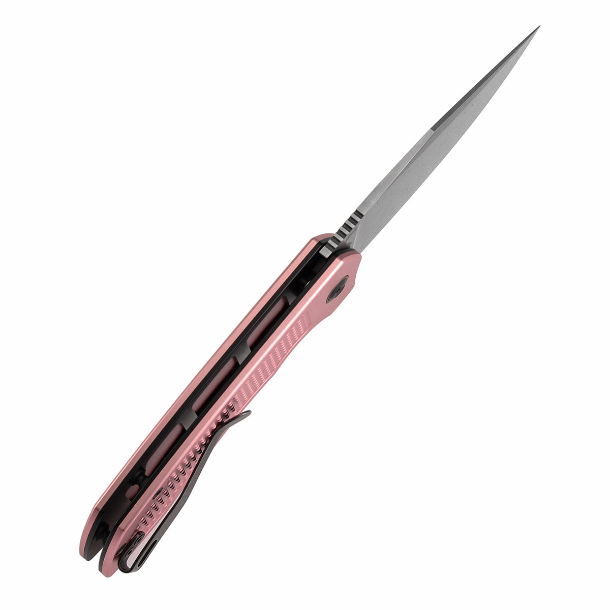 Tenable Entity B1036F4 rose gold aluminum handle and Damascus blade