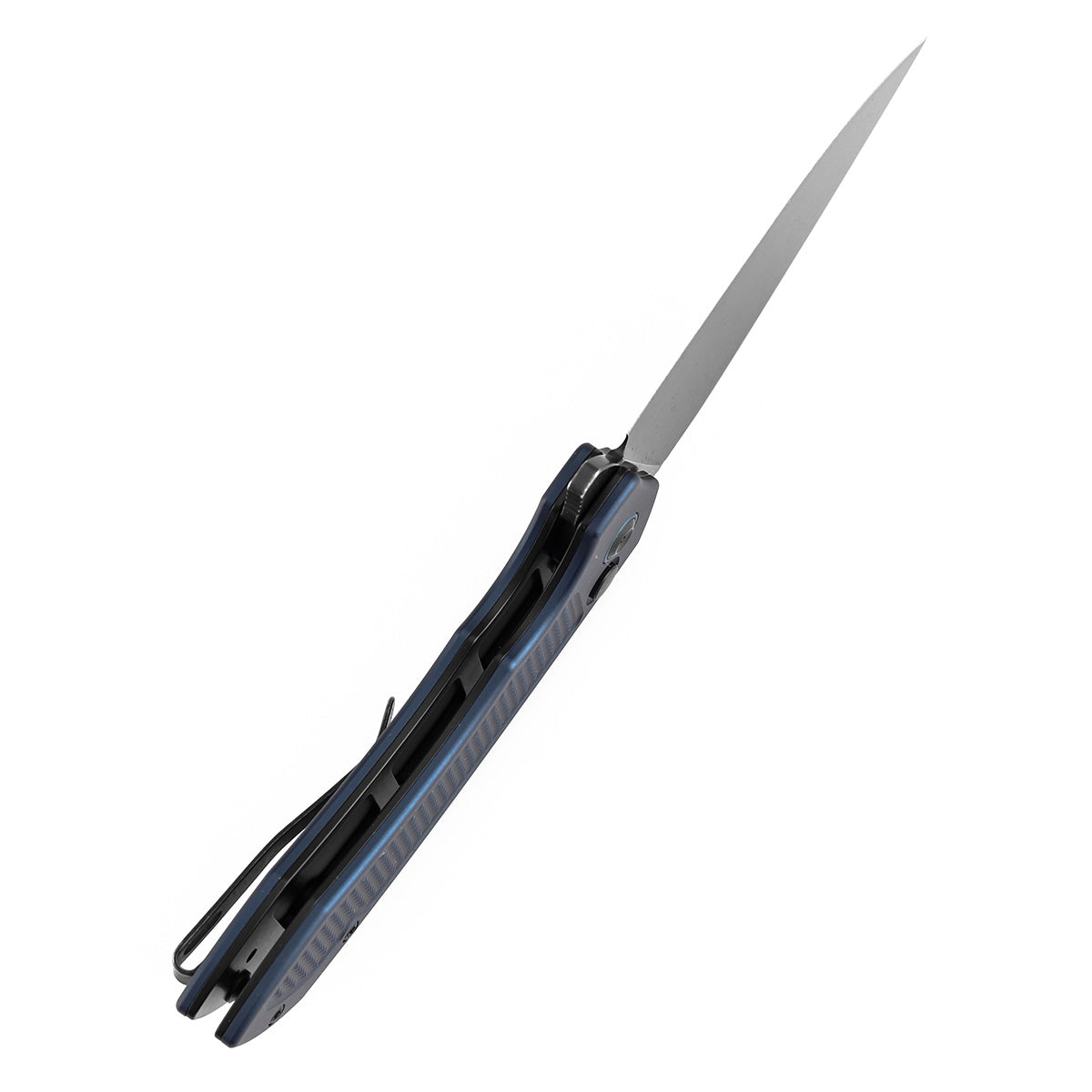 Tenable Entity B1036F5 blade detail - blackwash 14C28N drop point