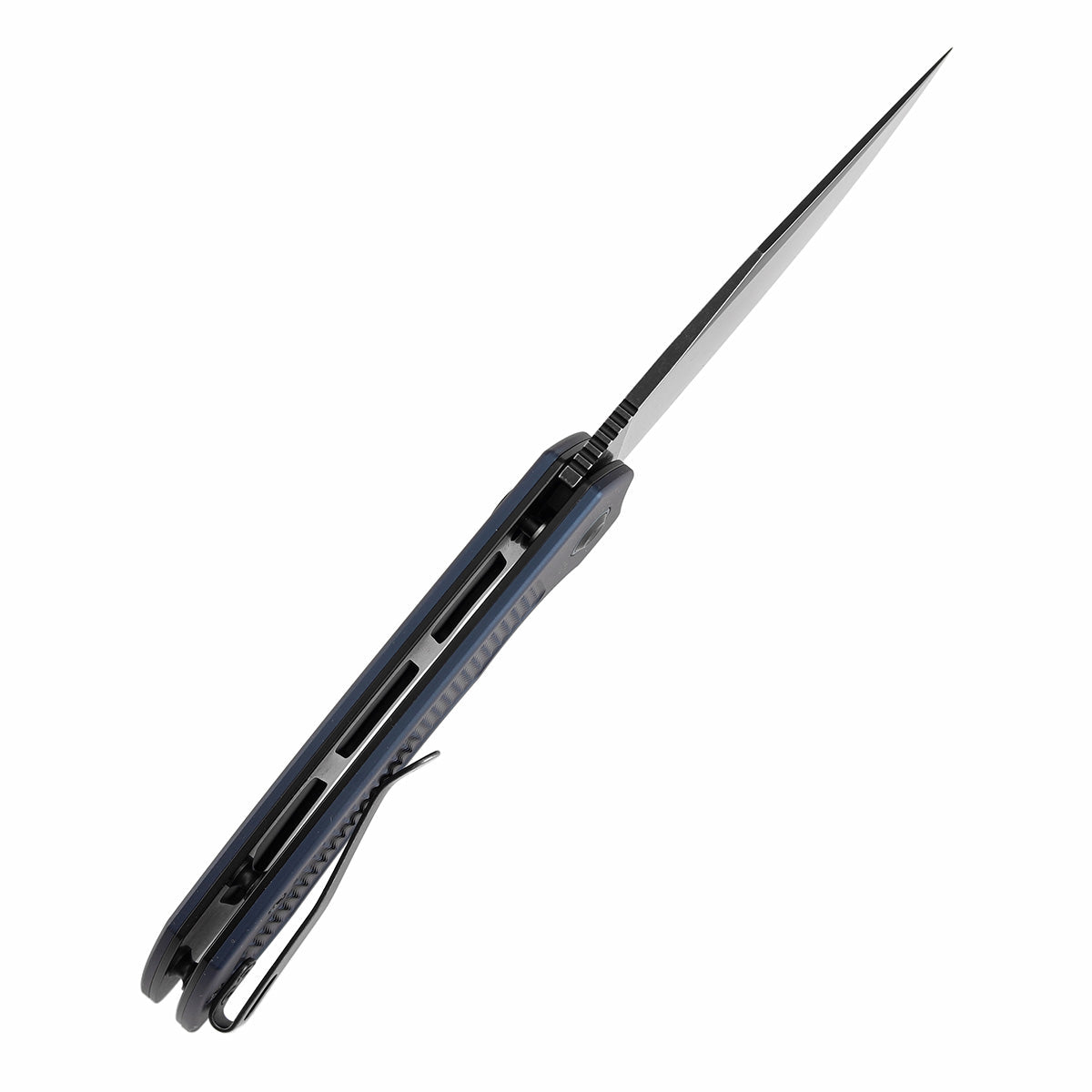 Tenable Entity B1036F5 blue aluminum checkered handle scales