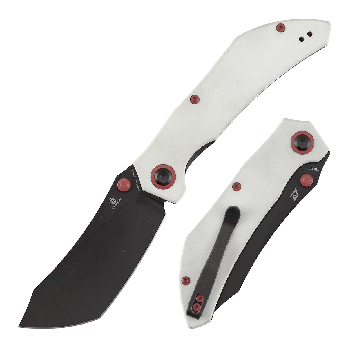Tenable Tipper B1079A4 front view – 3.39" stonewashed Nitro-V cleaver folding knife