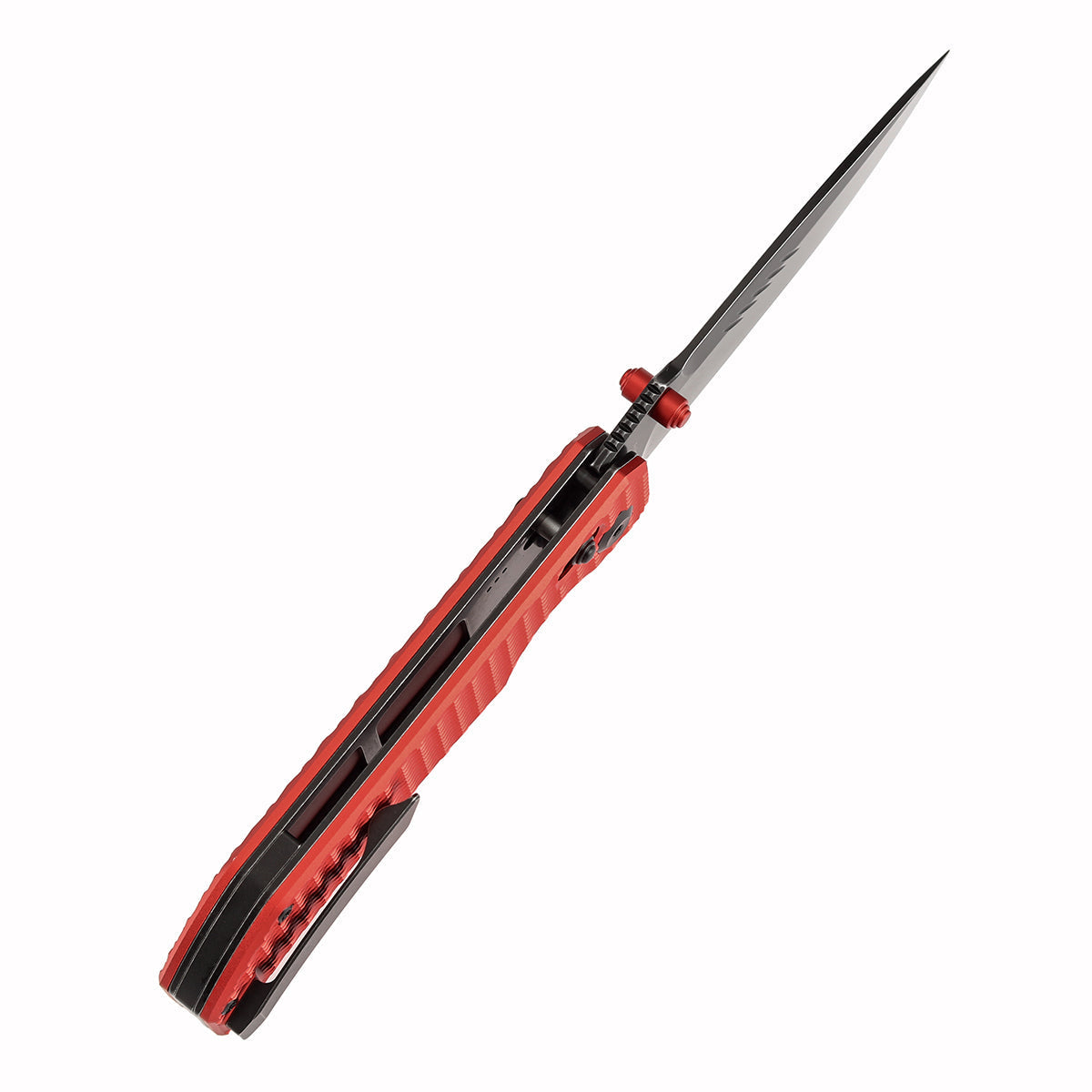 Tenable Eaglestrike B1095V7 red diamond texture aluminum handle scales