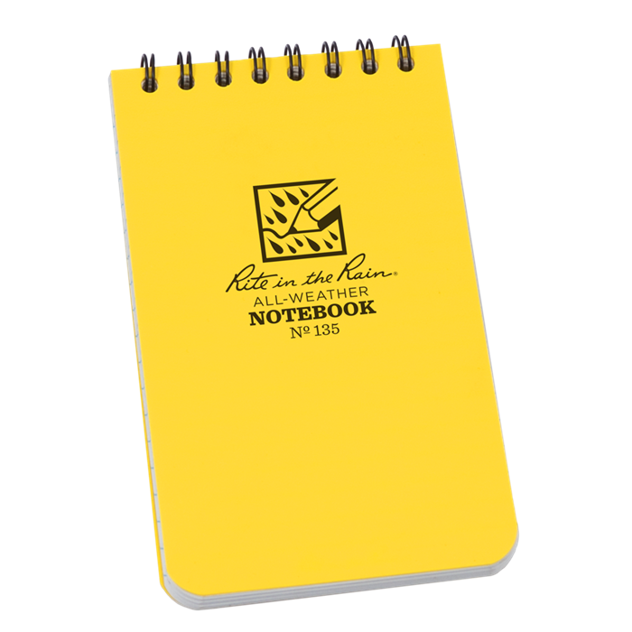 Rite in the Rain 135 Pocket Top Spiral 3 x 5 Notebook Yellow