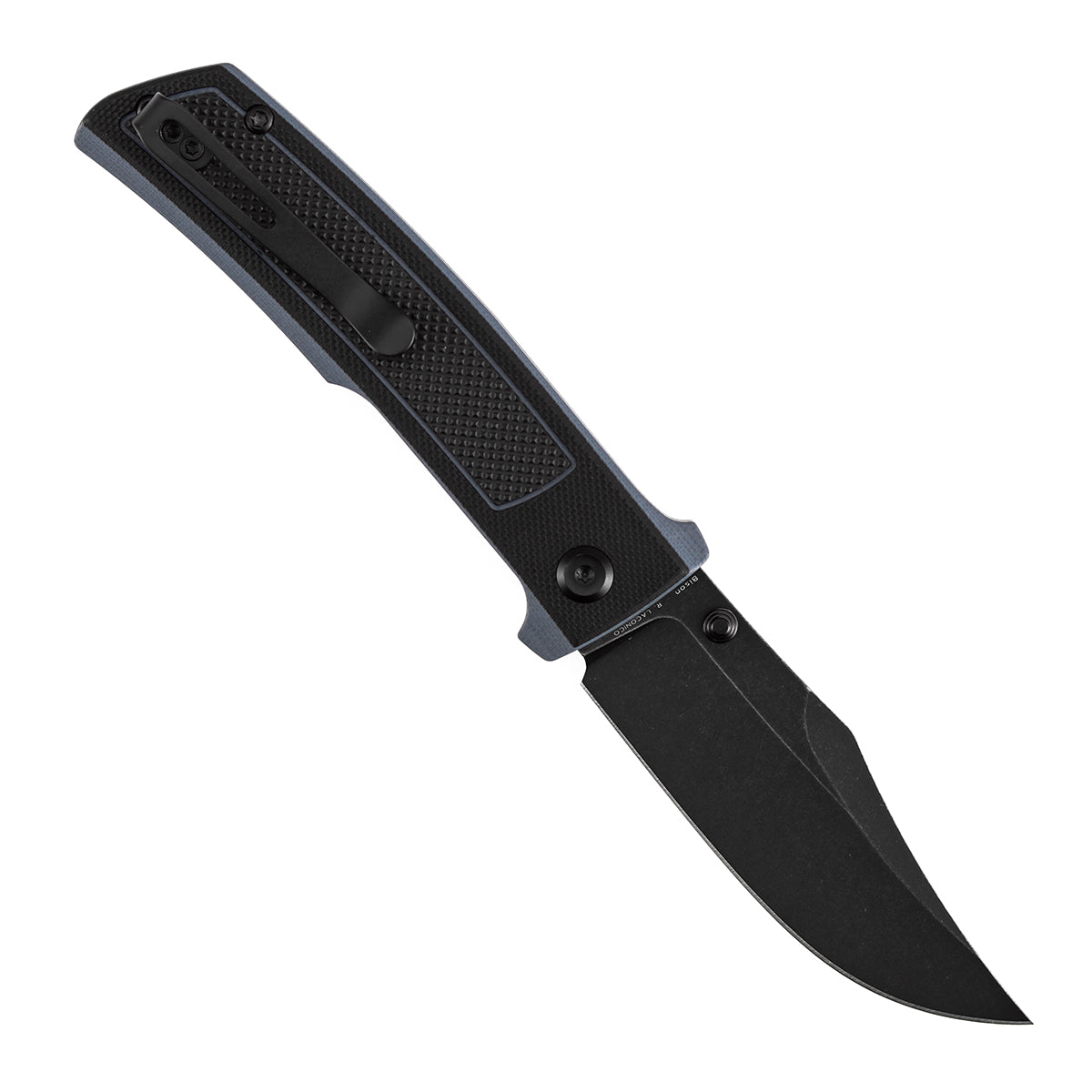 Tenable Bison B2108A2 blade detail – Blackwash Nitro-V clip point