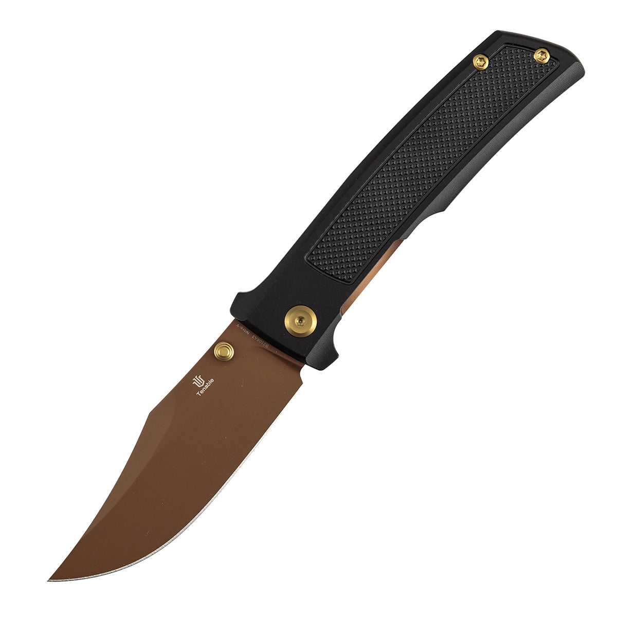 Tenable Bison B2108A3 closed view – compact carry, black aluminum frag pattern handle