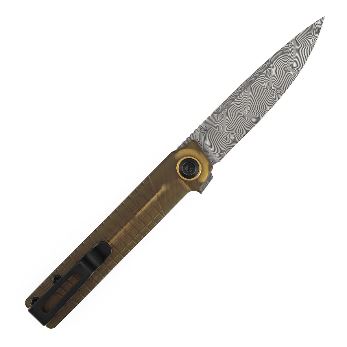 Tenable Kitpu B2123A5 blade detail – water ripple Damascus drop point