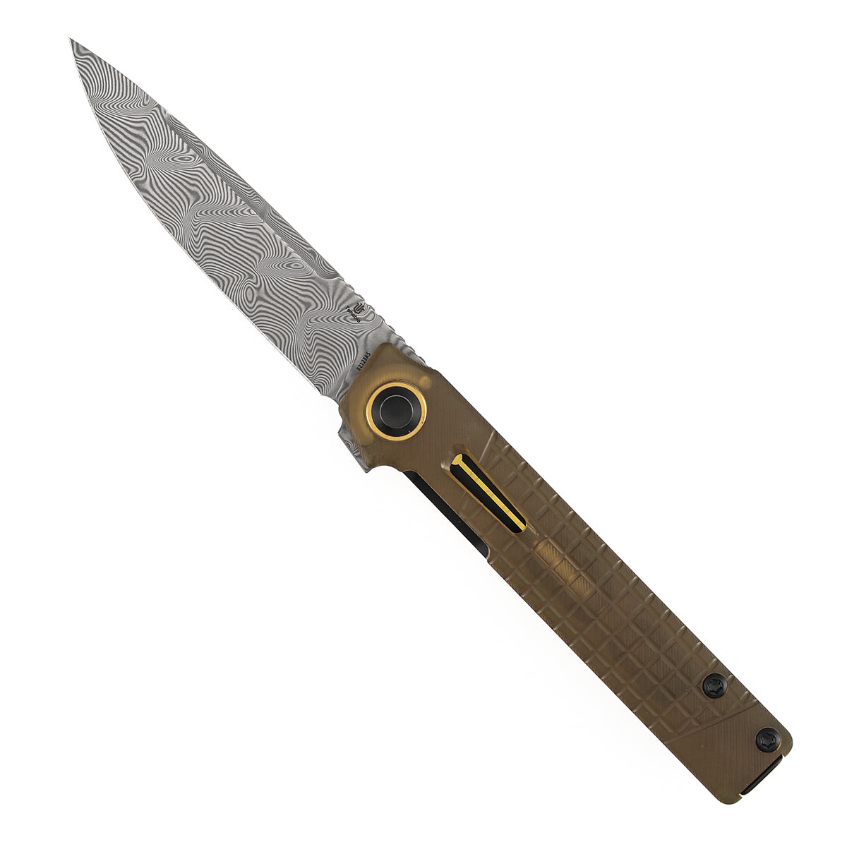 Tenable Kitpu B2123A5 open position showing water ripple Damascus drop point blade