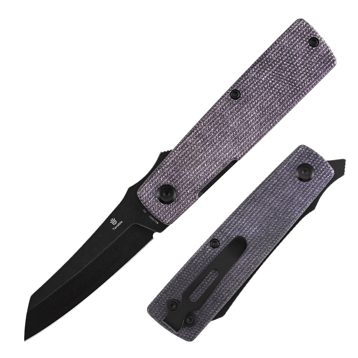 Tenable Higonokami B2135A1 front view – 3.02" Black Stonewashed D2 reverse tanto folding knife