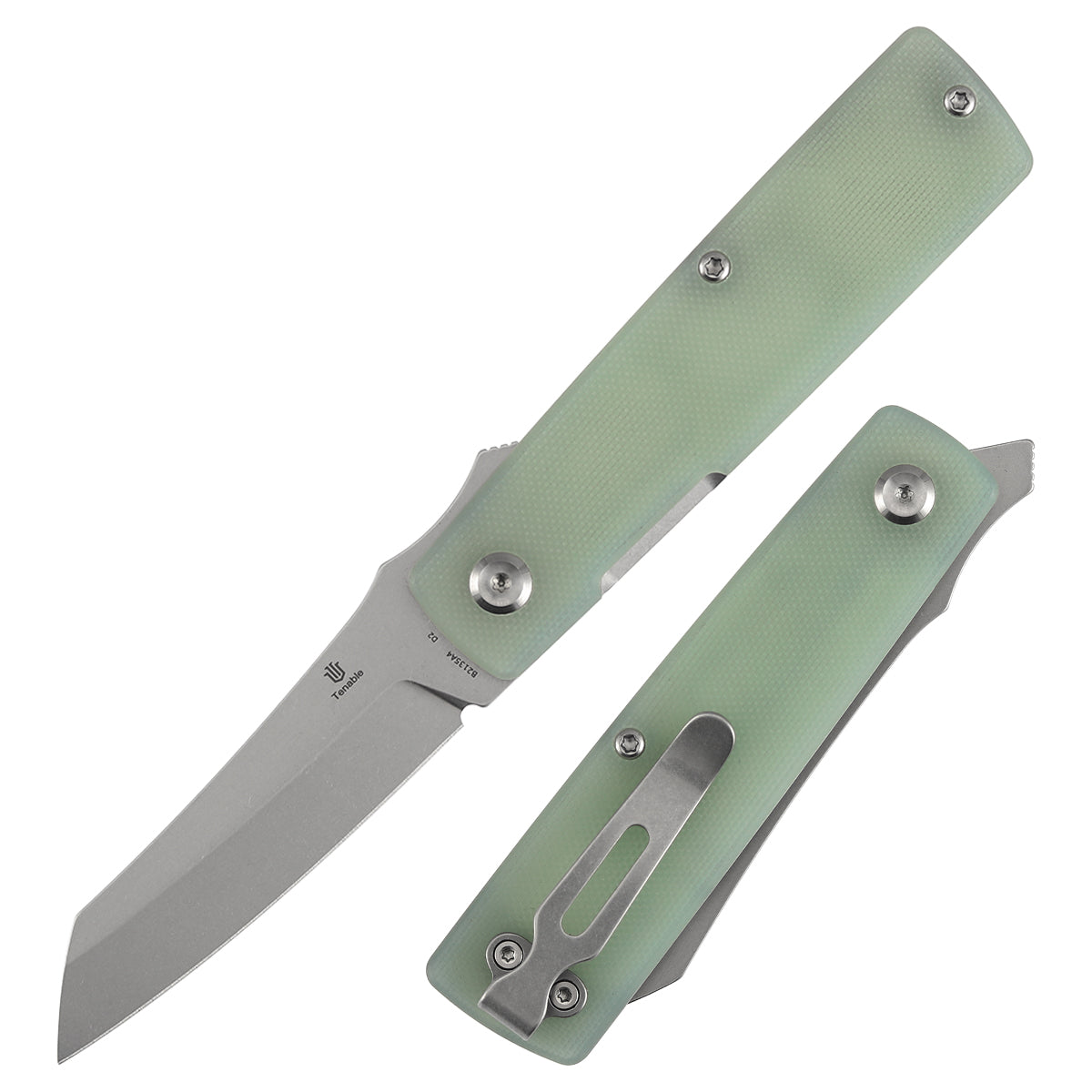 Tenable Higonokami B2135A4 front view – 3.02" Stonewashed D2 reverse tanto folding knife