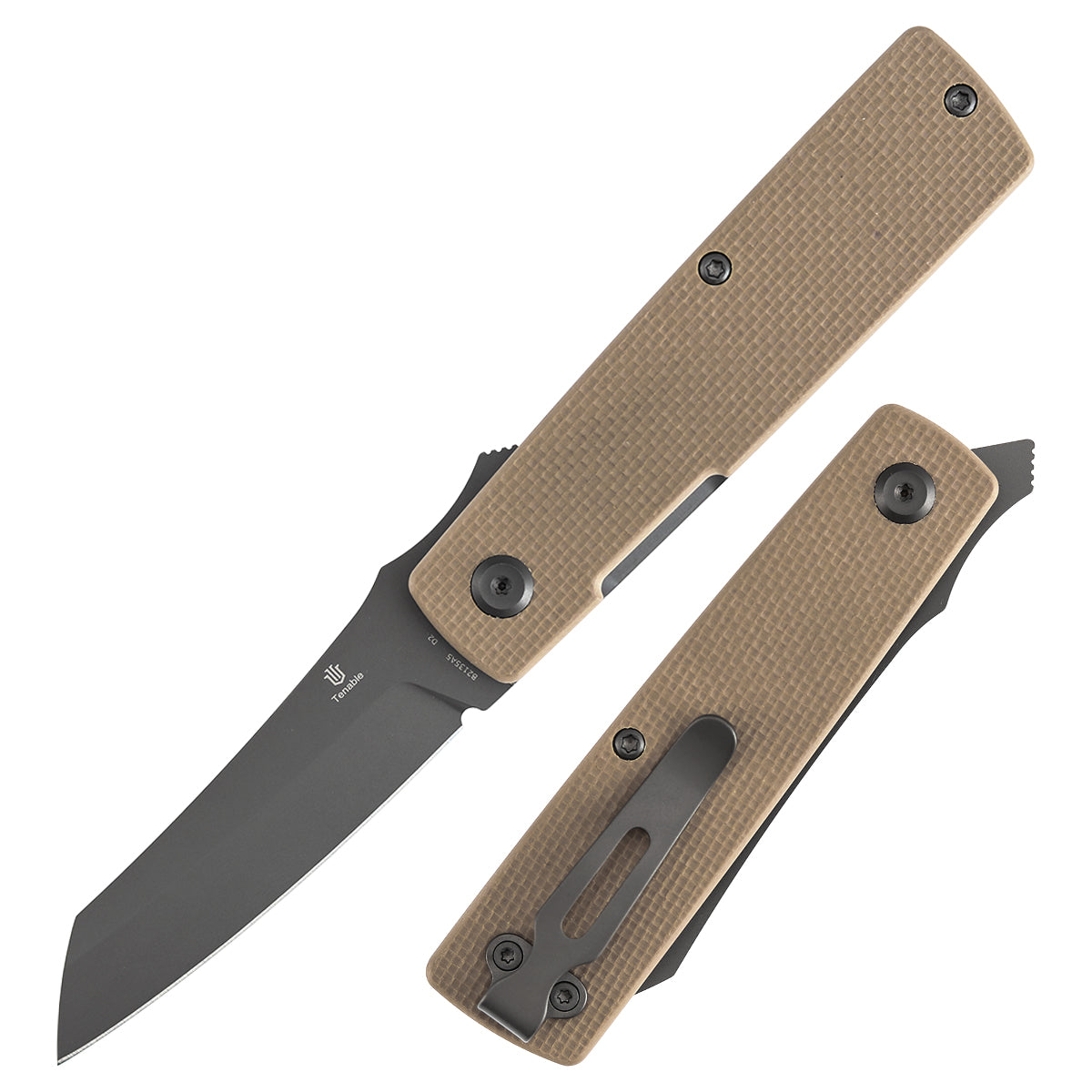 Tenable Higonokami B2135A5 front view – 3.02" Gray Coating D2 reverse tanto folding knife