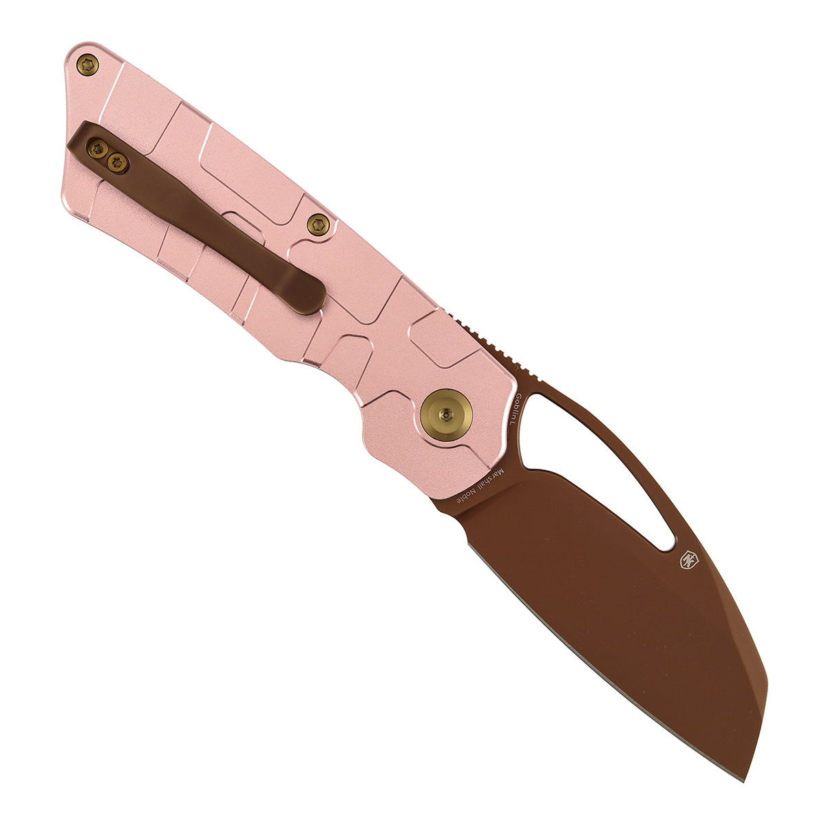 Tenable Goblin L B3016A1 open position – 3.08″ Rose Gold 14C28N sheepsfoot blade fully deployed