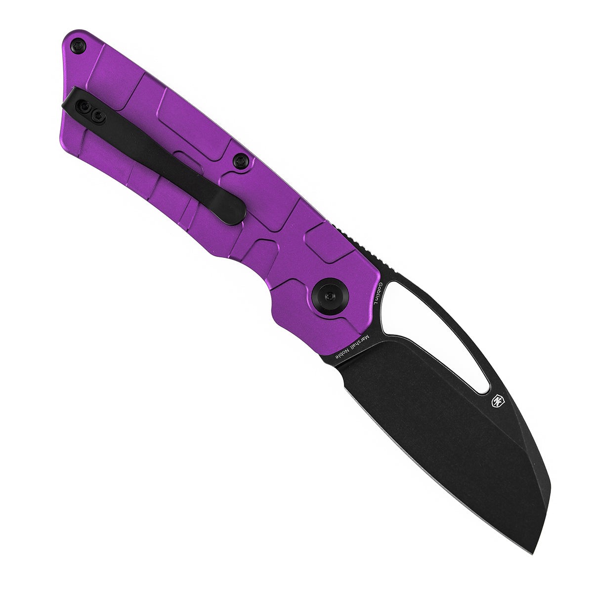 Tenable Goblin L B3016A3 open position – 3.08″ Blackwash 14C28N sheepsfoot blade fully deployed