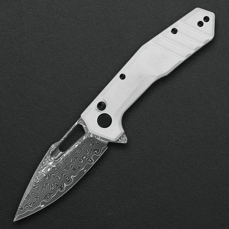 Critical Strike B508-WHTM front view – 3.26" Satin VG10 Damascus folding knife