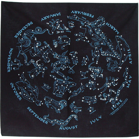 Black Glow in the Dark Star Chart Bandana