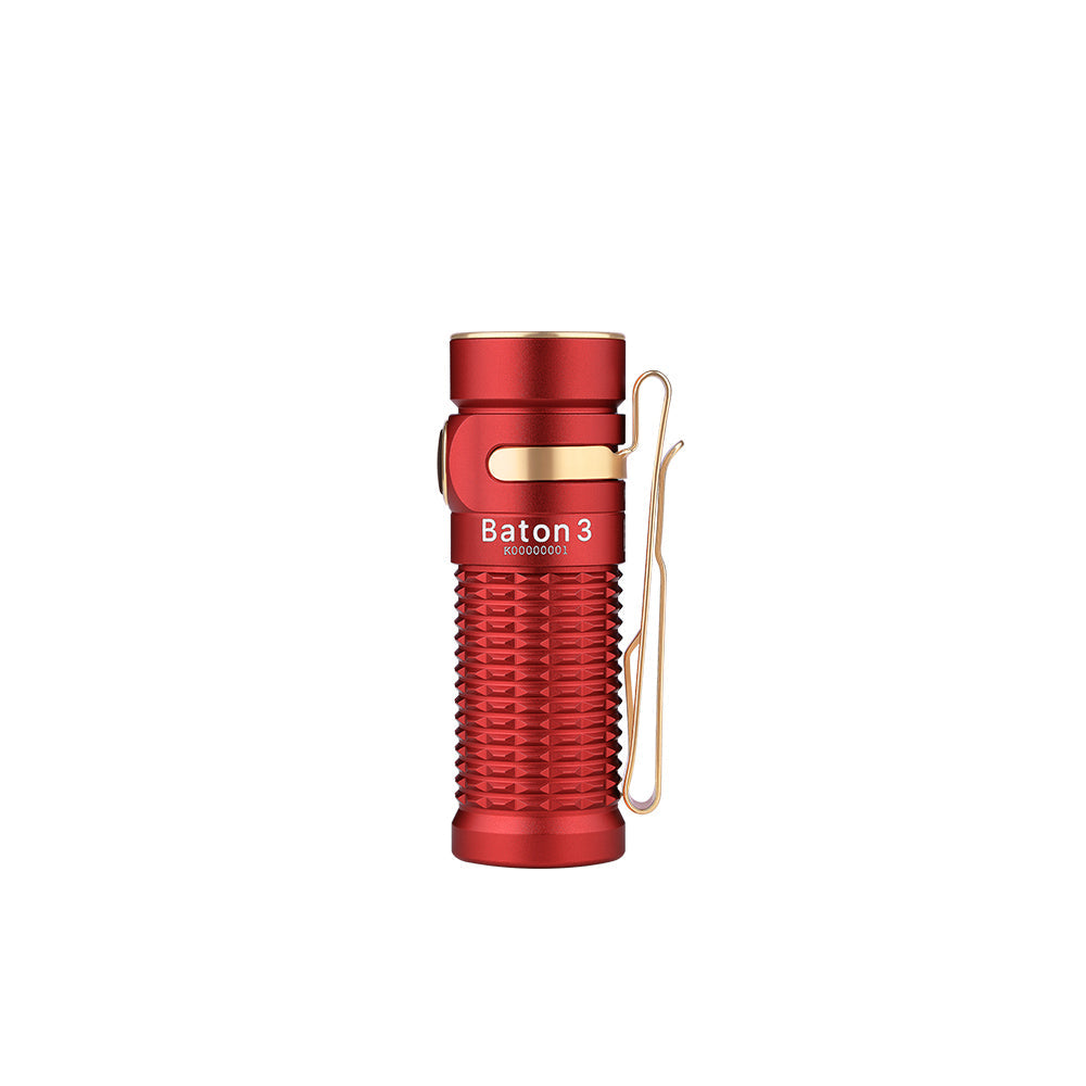 Olight Baton 3 1200 Lumen Handheld Rechargeable Flashlight 1 x 16340 Battery Included - Red