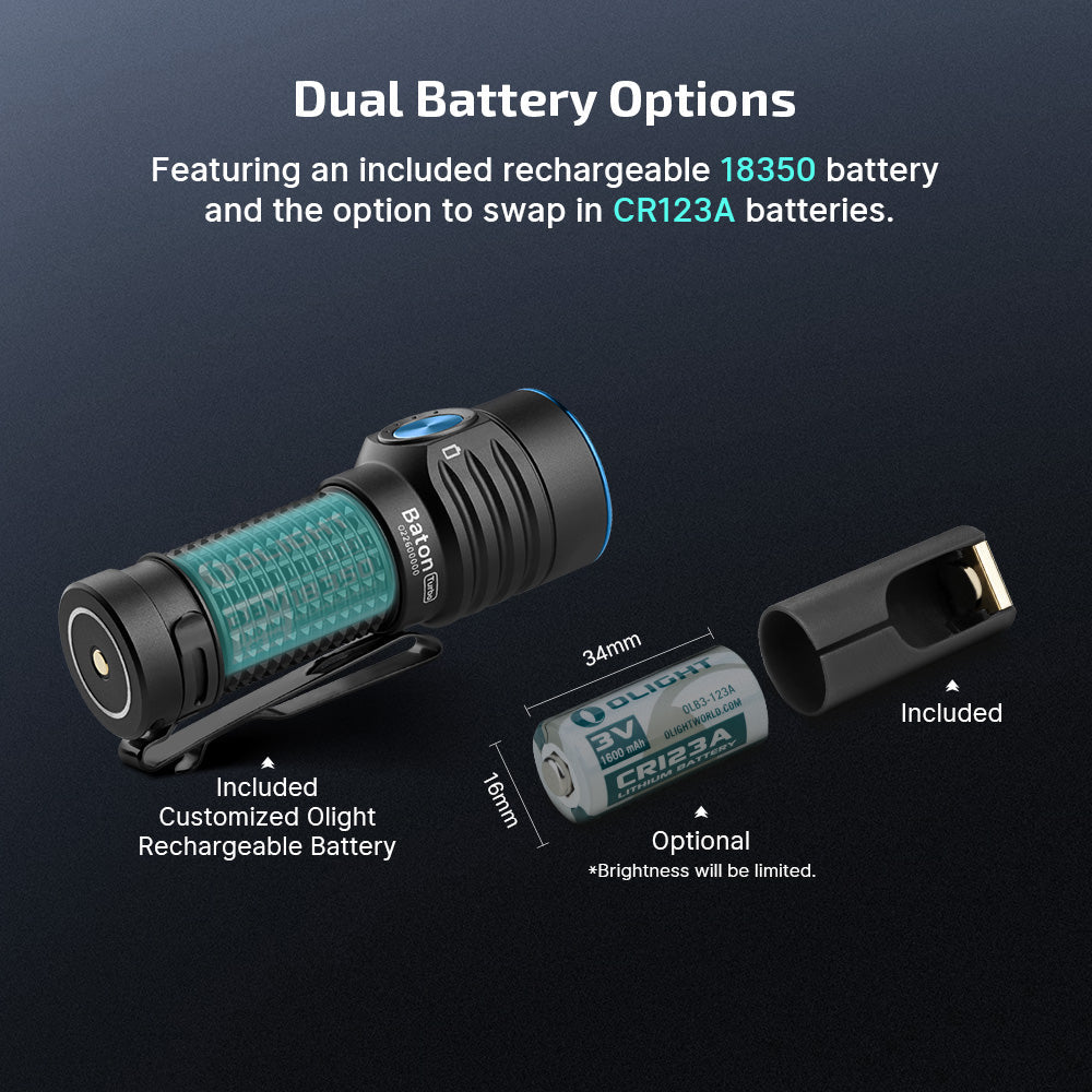 Olight Baton Turbo Roadster Compact EDC Long-Range Beam 510m 1000 Lumen Rechargeable Flashlight