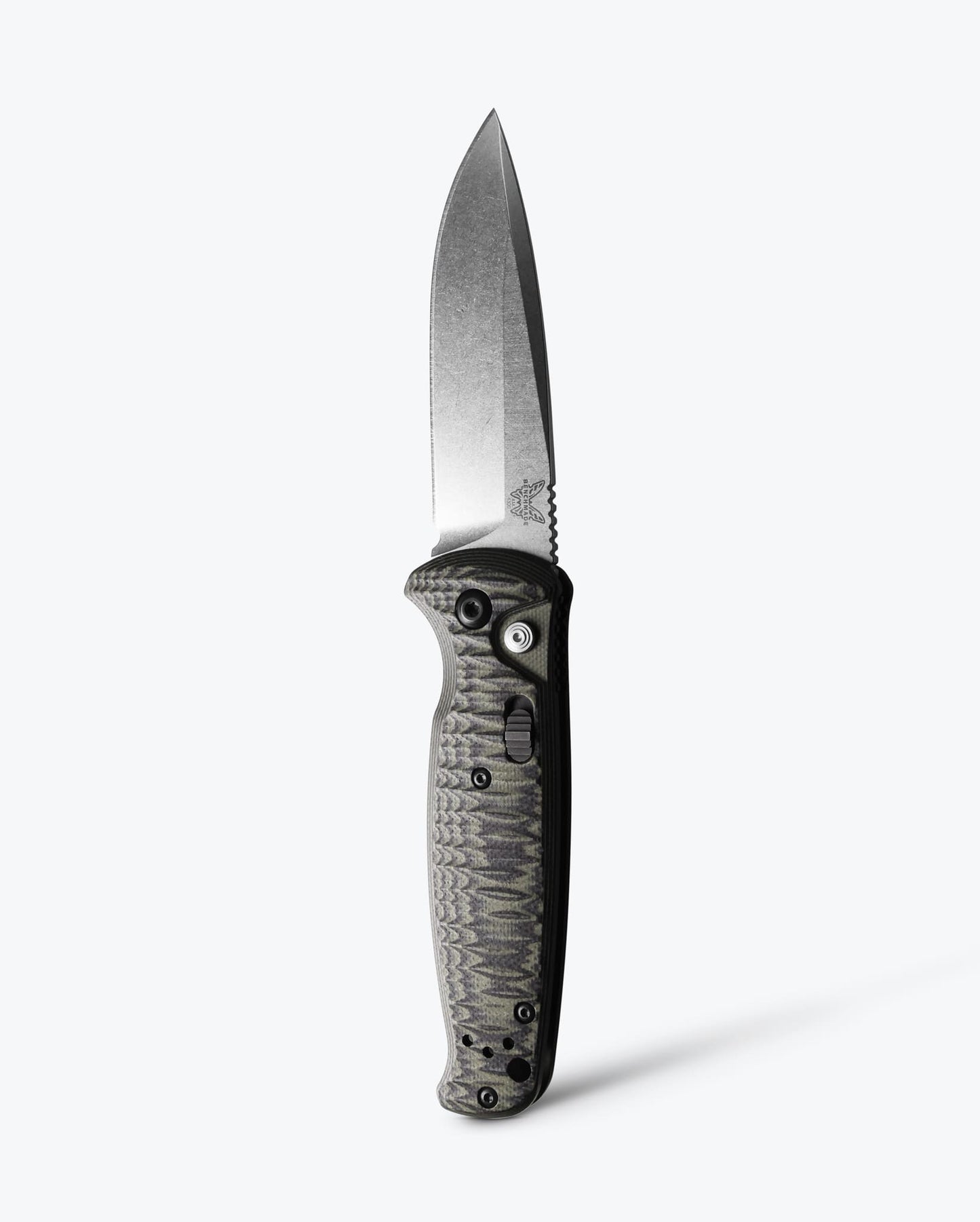 Benchmade 4300-1 CLA open position showing 3.40" satin 154CM drop point blade