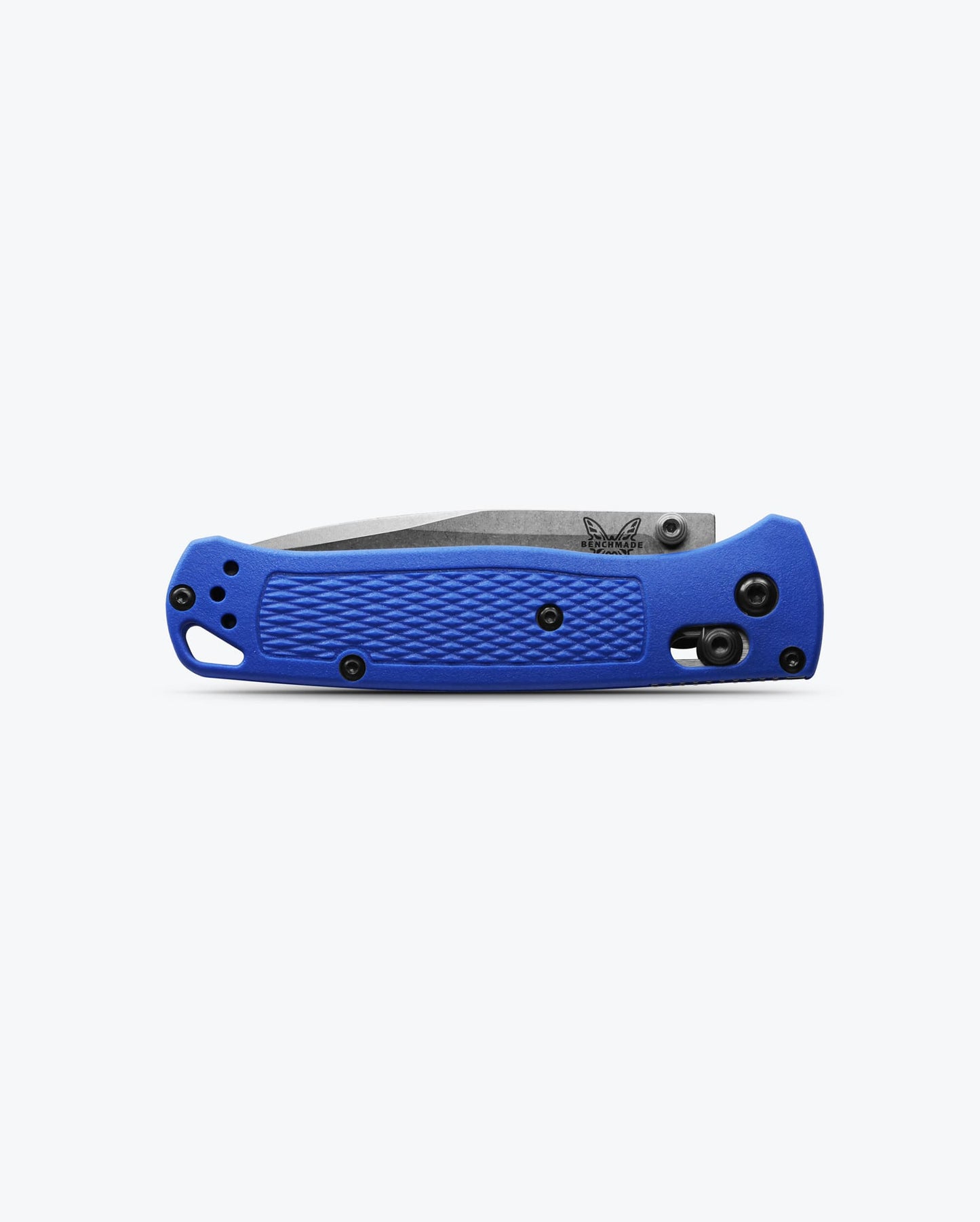 Benchmade Bugout 535 closed view – Blue Grivory handle