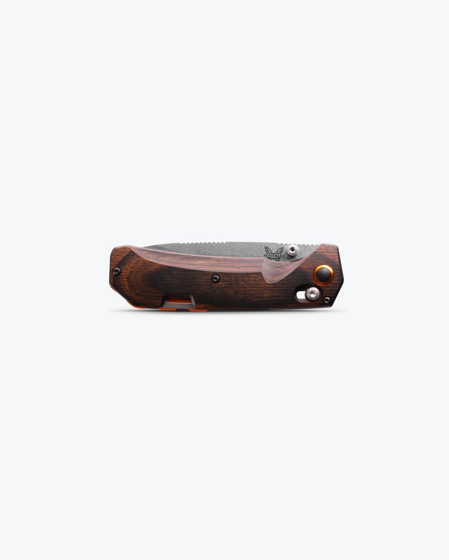 Benchmade Grizzly Creek 15062 closed view – stabilized wood handle