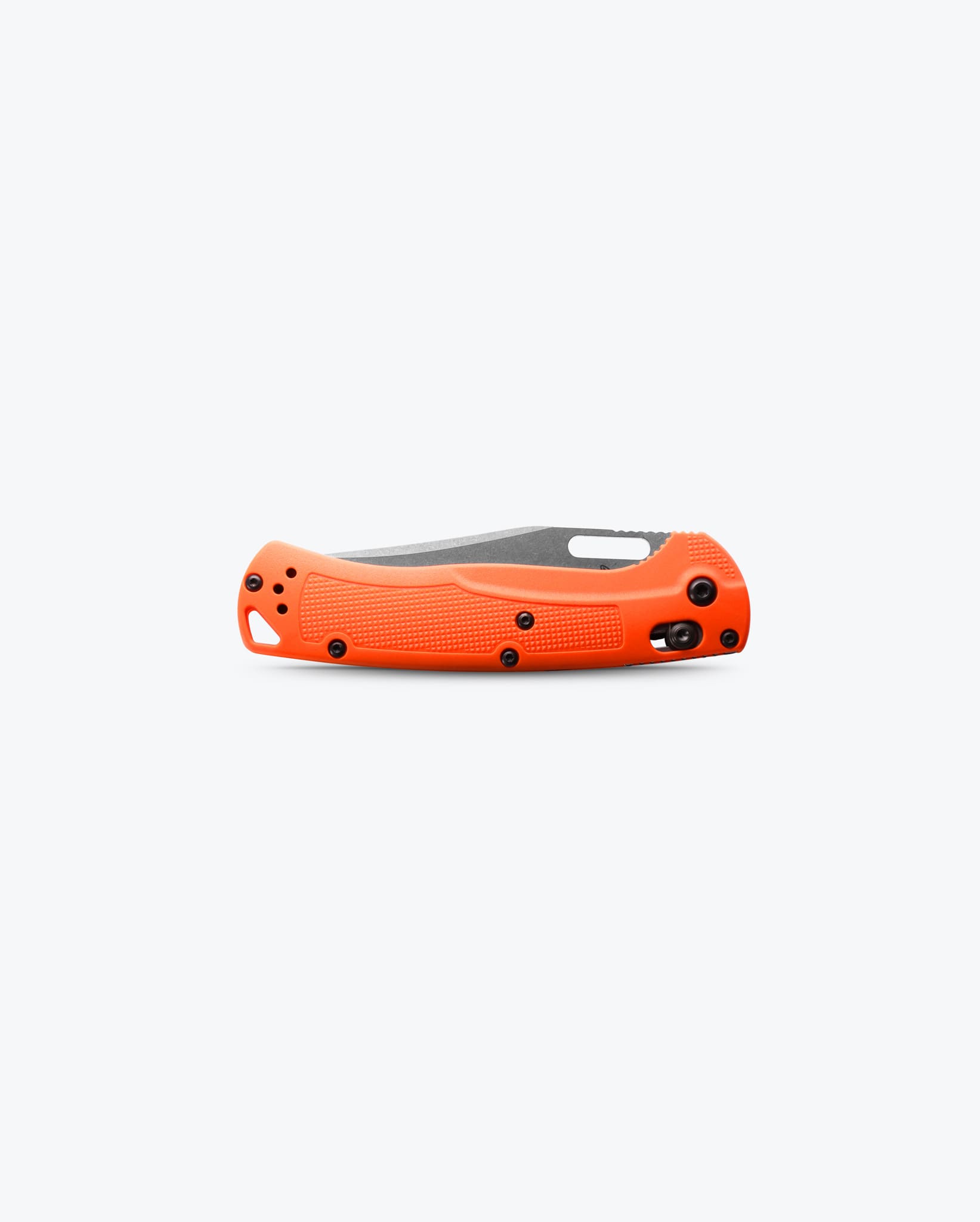 Benchmade Taggedout 15535 closed view – orange Grivory handle