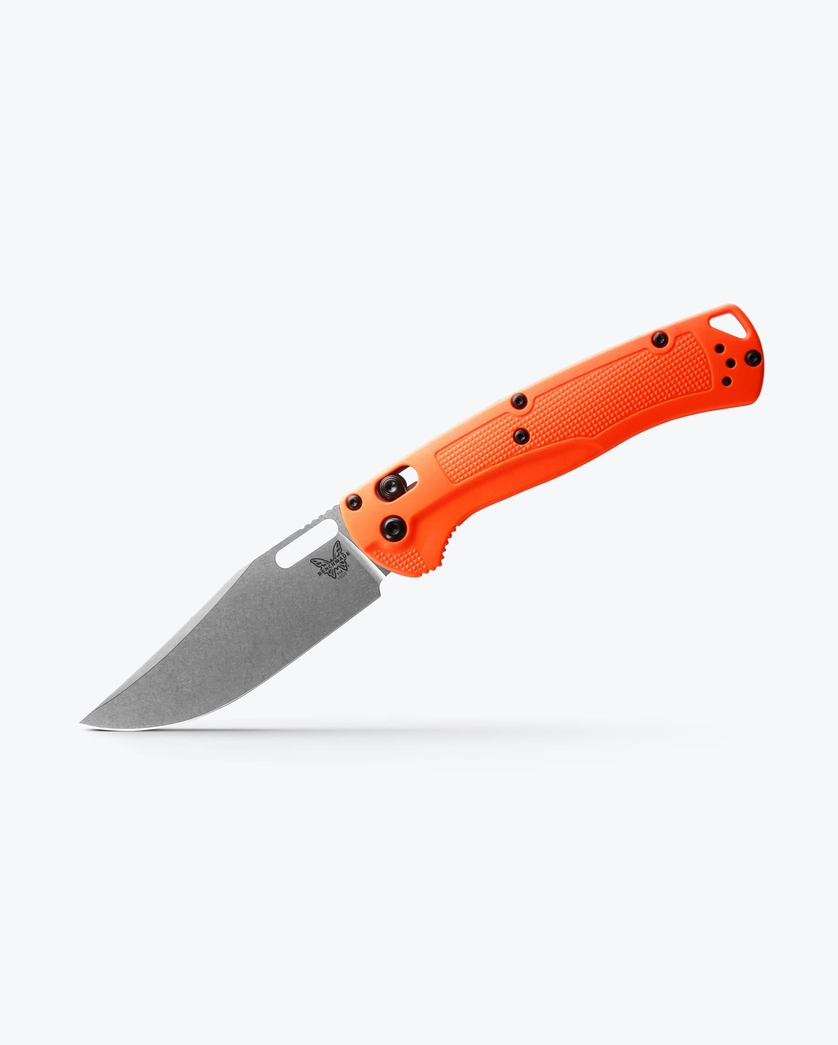 Benchmade Taggedout 15535 open position showing CPM-154 clip point blade