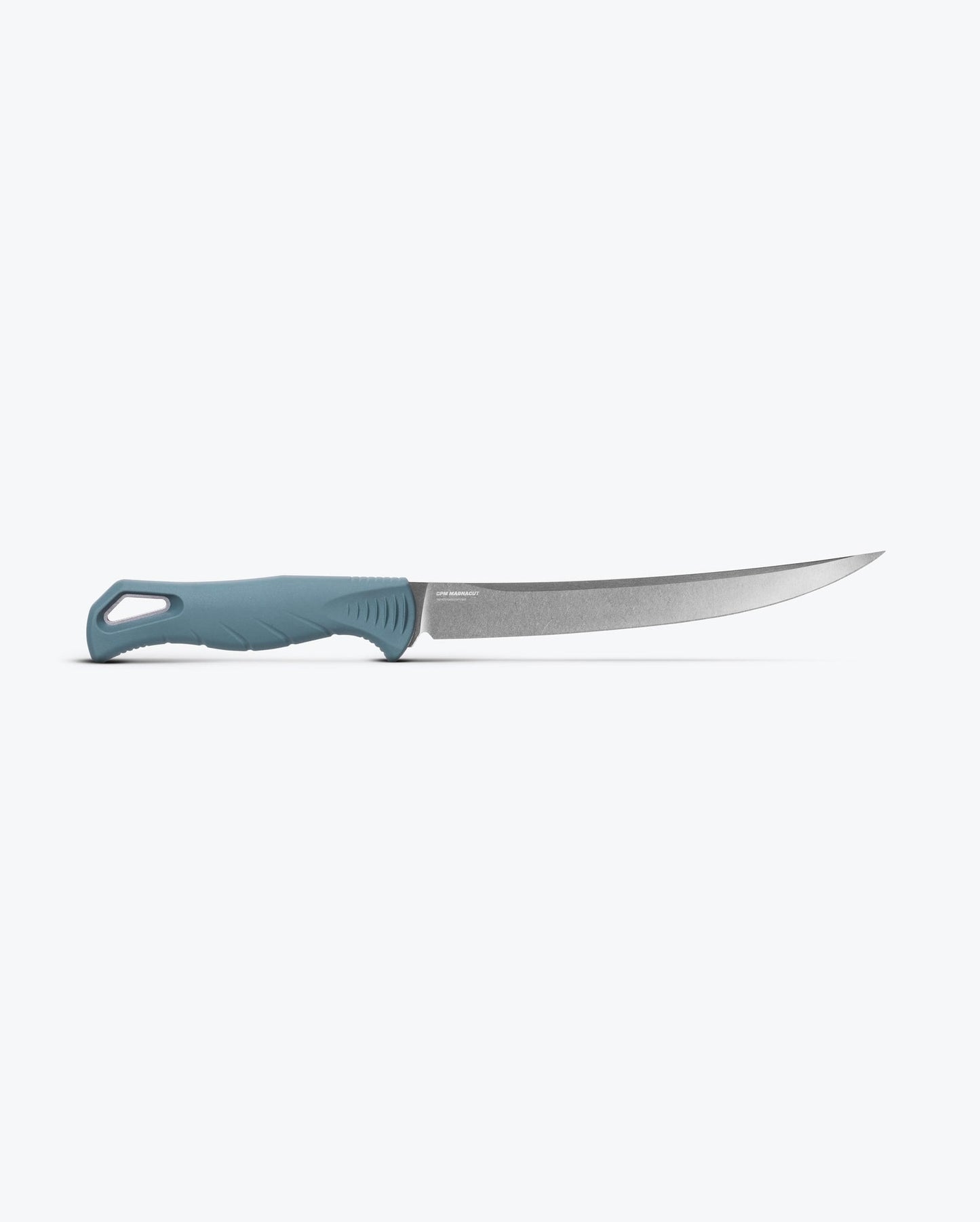 Benchmade Fishcrafter 18010 full view – 7″ MagnaCut fillet knife with Depth Blue Santoprene handle