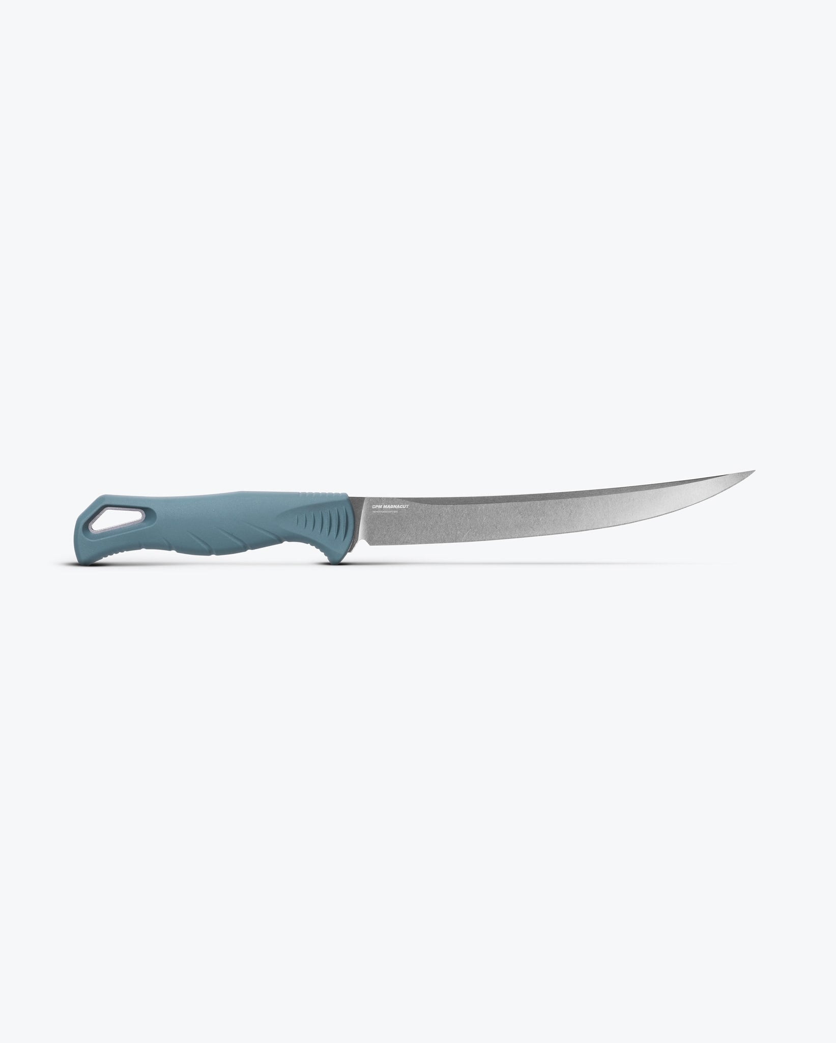 Benchmade Fishcrafter 18010 full view – 7″ MagnaCut fillet knife with Depth Blue Santoprene handle